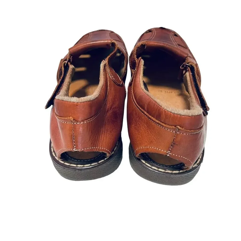 Huaraches Authentic Playera Walnut Leather Sandals Cross Woven in Mexico Size 8